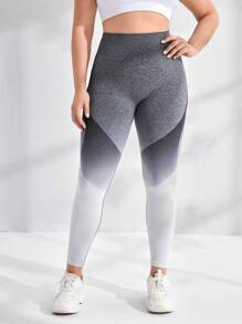 SHEIN Sport Studio Plus Ombre Hollow Out Wideband Waist Sports Leggings