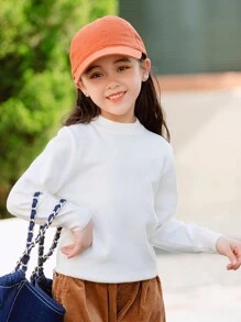 Tween Girl Solid Mock Neck Sweater - White - View 4