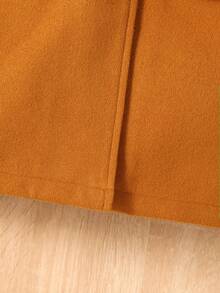 SHEIN Young Girl 1pc Flap Detail Hooded Overcoat - Camel - View 4