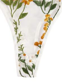 Set de lencería con aro ribete en forma de lechuga con malla con bordado - Multicolor - Ver 6