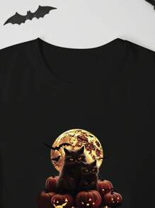 SHEIN Unity Halloween Print Tee - Black - View 4