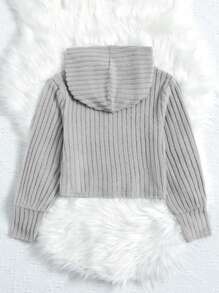 SHEIN Áo nỉ trơn cho bé gái tuổi teen - Màu Xám nhạt - Xem 2