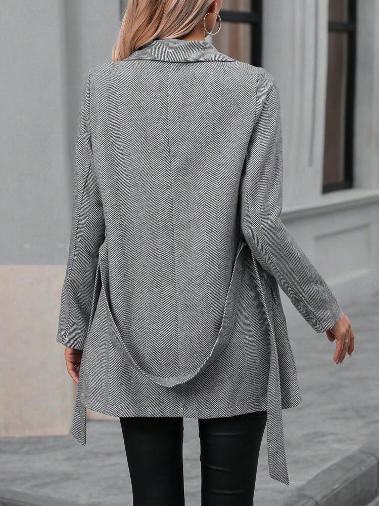 Waterfall Collar Belted Overcoat