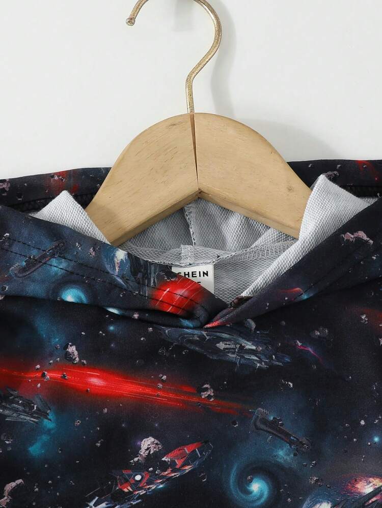Baby Boy Space Print Kangaroo Pocket Sweatshirt