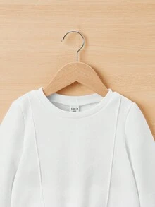 SHEIN 男嬰素色衛衣和衛褲 - 白色 - 查看 5