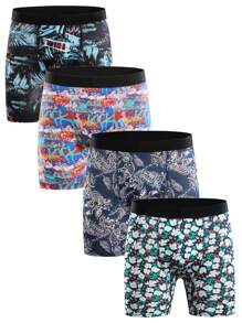 Men 4pcs Allover Print Boxer Brief - Multicolor - View 1