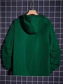 Manfinity VCAY Chaqueta con capucha y botones de media ala holgada con parche de letras para hombres