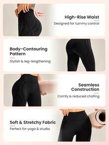 Easithlete 4pcs Wide Waistband Sports Leggings - Multicolor - View 6