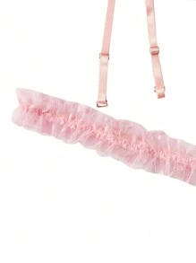 5pack Heart Pattern Mesh Bow Underwire Garter Lingerie Set - Pink - View 8