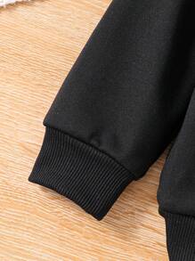 SHEIN Young Girl Cartoon Graphic Thermal Lined Sweatshirt - Black - View 4