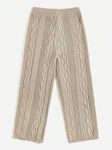 Flirla Plus Tie Waist Cable Knit Pants, For Winter