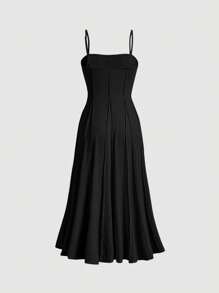 SHEIN MOD Solid Cami Dress - Black - View 2