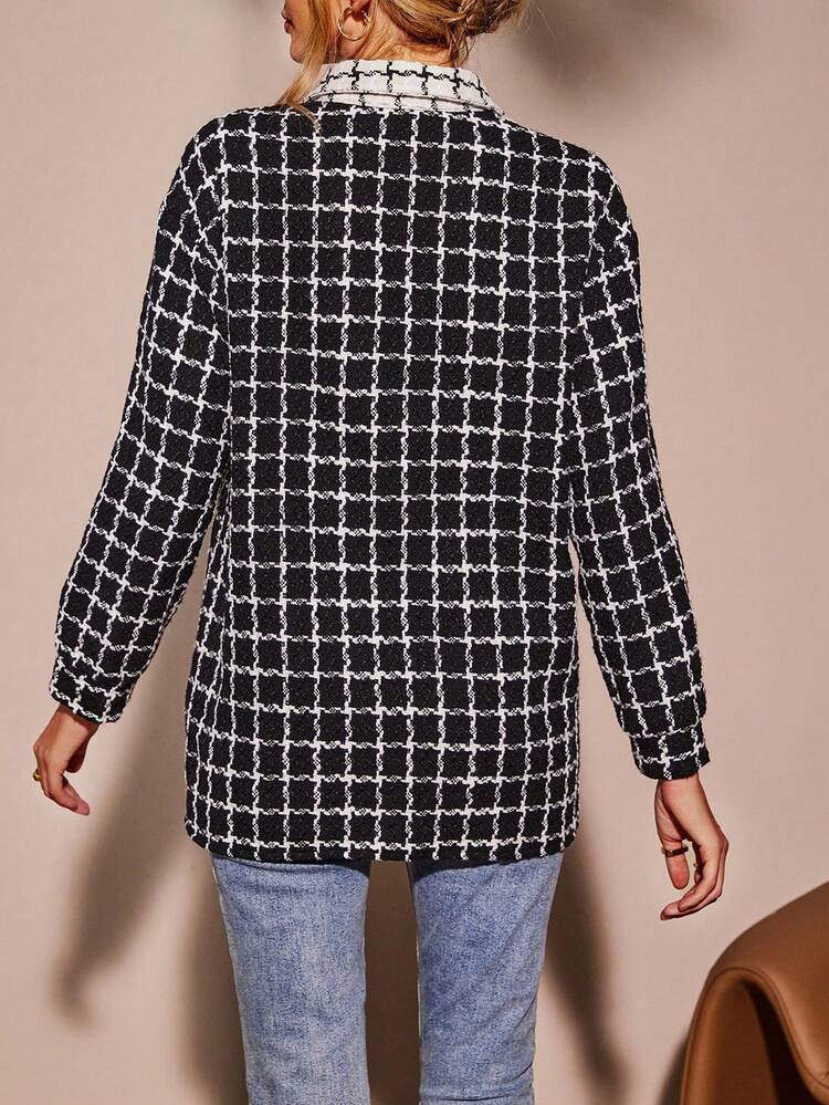 Plaid Print Drop Shoulder Coat