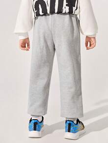 SHEIN 男大童字母圖案衛褲 - 淺灰色 - 查看 2