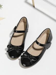 Winter Girls' Princess Style Flat Shoes With Bowknot For Students & Stage Performance - Black - View 5