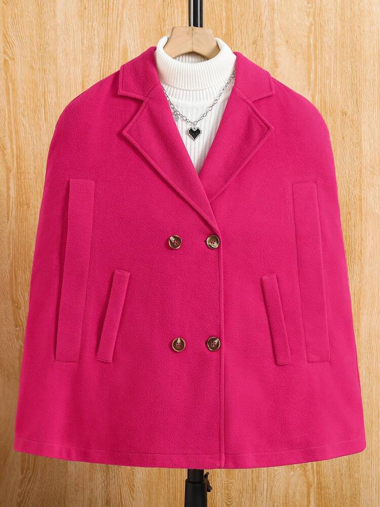 Tween Girl Cloak Sleeve Double Breasted Overcoat