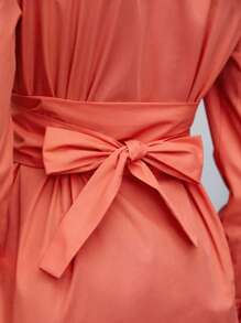 Maija Chất rắn Buộc lại Áo sơ mi - trái cam - Xem 7