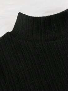 SHEIN Baby Girl 3pcs Mock Neck Ribbed Knit Bodysuit - Black and White - View 5