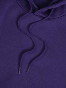 SHEIN EZwear Slogan Graphic Drawstring Thermal Lined Hoodie - Purple - View 5