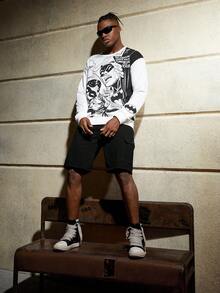 ROMWE MEN Batman X ROMWE Guys Figure Graphic Sweatshirt - White - View 6