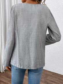 Chiquease Waterfall Collar Roll Tab Sleeve Open Front Coat