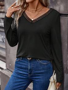 SHEIN Frenchy Button Back Asymmetrical Hem Tee - Black - View 5