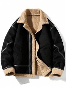 男式泰迪衬里拉链夹棉大衣 - 黑色 - 查看 1