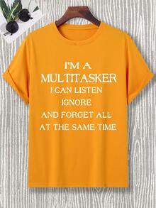 Manfinity Homme Men Plus Slogan Graphic Tee - Orange - View 3