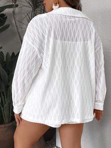 SHEIN VCAY Plus Drop Shoulder Shirt & Shorts - White - View 2