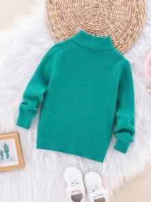 Chico joven Jersey tejido de canalé - Verde Oscuro - Ver 2