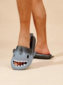 男士趣味鯊魚造型拖鞋,可愛室內與沙灘人字拖 - 彩色 - 查看 4