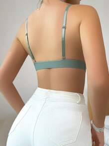 Women's Casual Knitted High Stretch Plain Triangle Bralette - Multicolor - View 2