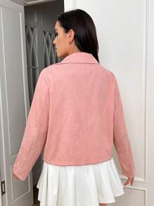 SHEIN MOD 加拉鍊夾克 - 藕粉色 - 查看 2