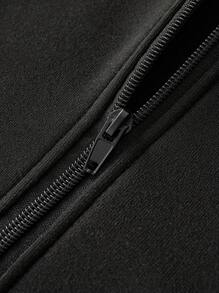 ROMWE MEN Goth Các bạn Đồ họa Chữ cái Dây kéo Dây rút Lót nhiệt Hoodie - màu đen - Xem 5