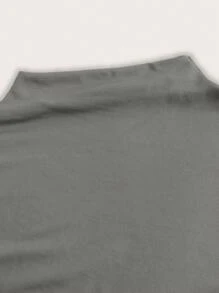 SHEIN EZwear Gray Mock Neck Ruched Bodycon Dress - Grey - View 3
