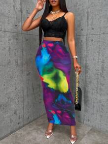 SHEIN Slayr Tie Dye Pencil Skirt - Purple - View 6