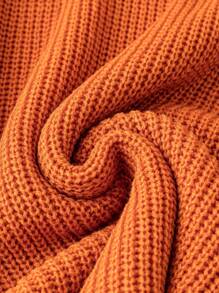 Plus Size Women Solid Color Knitted Round Neck, Lantern Sleeve Casual Simple Pullover Sweater, Autumn/Winter  Fall Outfit