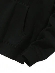 Men Butterfly & Letter Graphic Kangaroo Pocket Drawstring Hoodie - Black - View 3