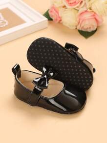 Baby Girl Bow Decor Flats - Black - View 2