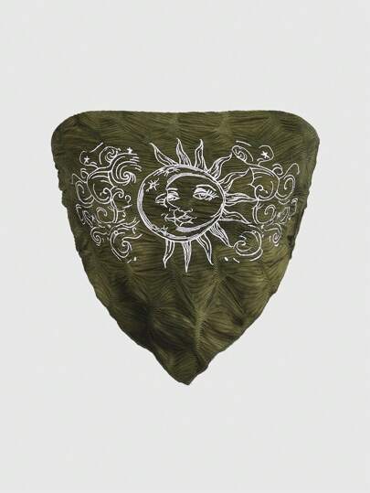 Hippie Women's Sunflower Printed Asymmetrical Hem Strapless Top