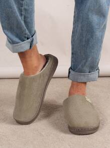 女士拖鞋休閒拖鞋毛絨厚底男士家居拖鞋保暖防滑拖鞋 - 咖啡棕 - 查看 3