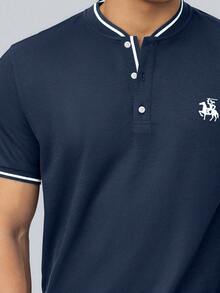 Manfinity Homme Nam Đồ họa Hoạt hình Sọc trang trí Áo polo - Màu xanh lam - Xem 3