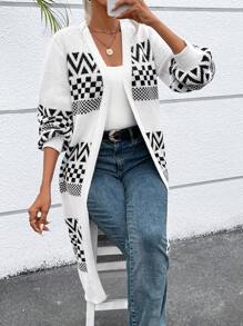 SHEIN Essnce 几何图案落肩开衫 - 彩色 - 查看 3