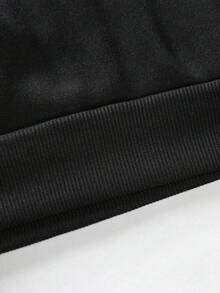 Manfinity Homme Men Plus Letter Graphic Contrast Side Seam Sweatshirt - Black - View 6