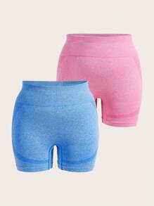 Easithlete Plus 2pcs Wideband Waist Sports Shorts - Multicolor - View 1