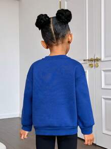 Young Girl Solid Drop Shoulder Sweatshirt - Blue - View 2