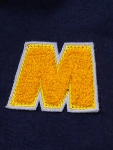 Baby Boy Letter Patched Striped Trim Varsity Jacket & Sweatpants - Black - View 6