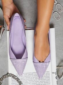 SHUZIA Rhinestone Detail Point Toe Ballet Flats