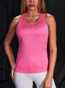 Powerista Racer Back Sports Tank Top - Hot Pink - View 4