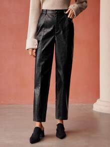 MOTF PREMIUM REPTILE PU LEATHER PANTS - Black - View 2